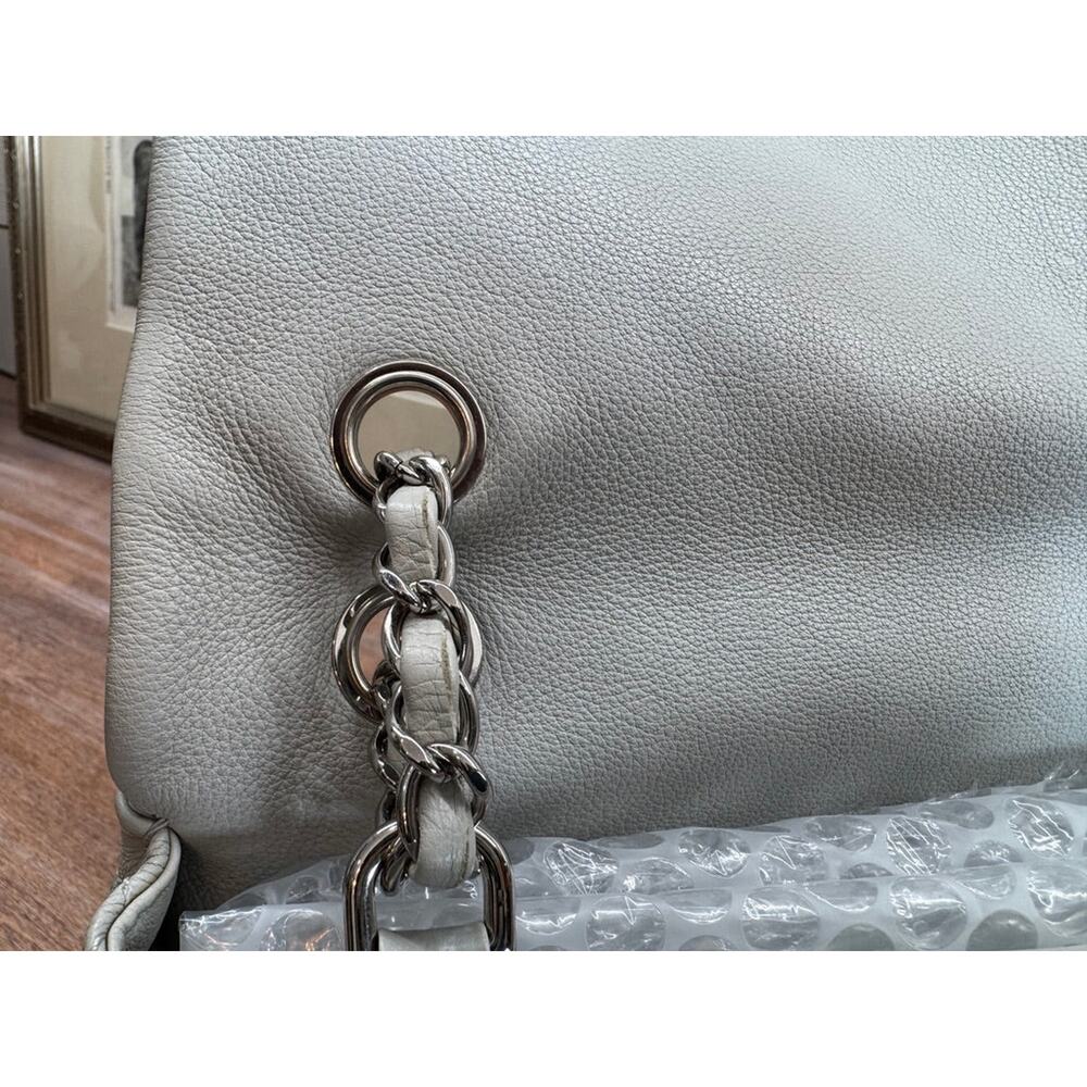 Chanel Single Flap Accordion - Light Gray with Silver Hardware - Picture 8 of 13